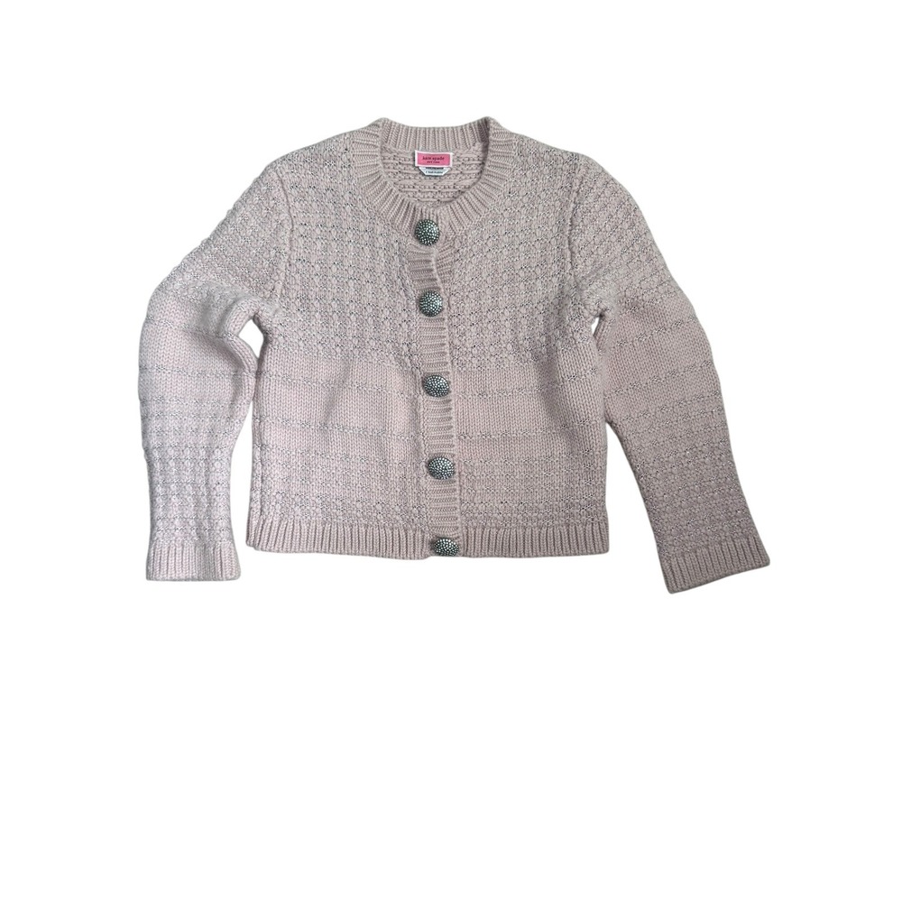 Kate Spade New York Jewel Button Textured Cardigan Wool Blend Pink Women's S - Picture 1 of 7